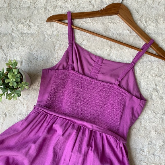 Old Navy purple button front eyelet hem midi dress - Picture 5 of 7